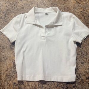 Women's White Polo Crop Top